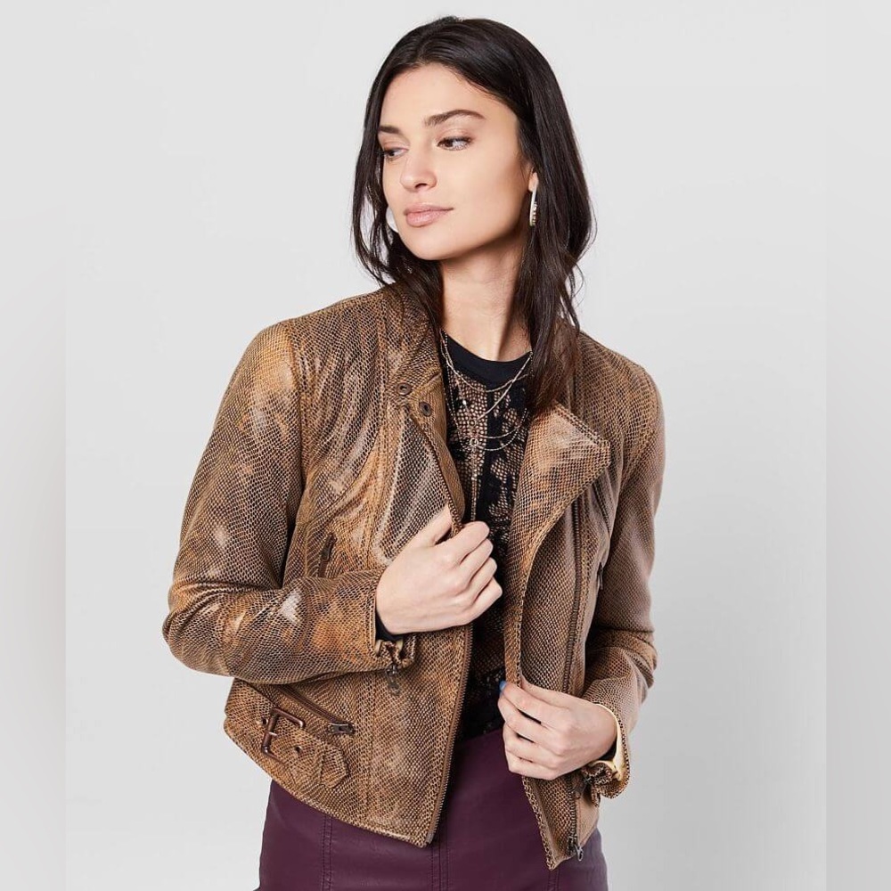Free People Fenix Vegan Snakeskin Jacket in Pretty in Python